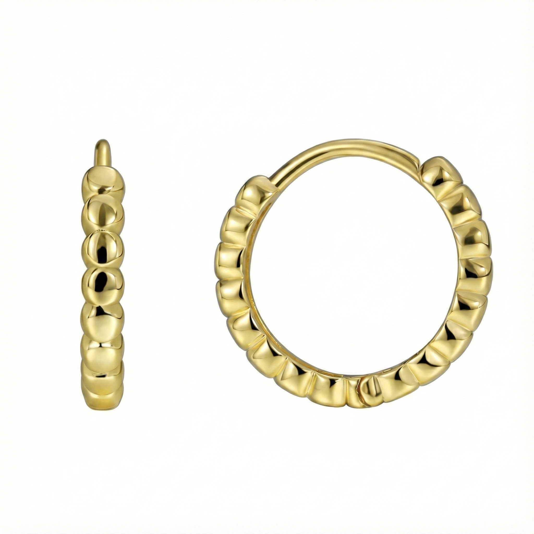 Créoles doré à l’or 18k effet perlé texturé